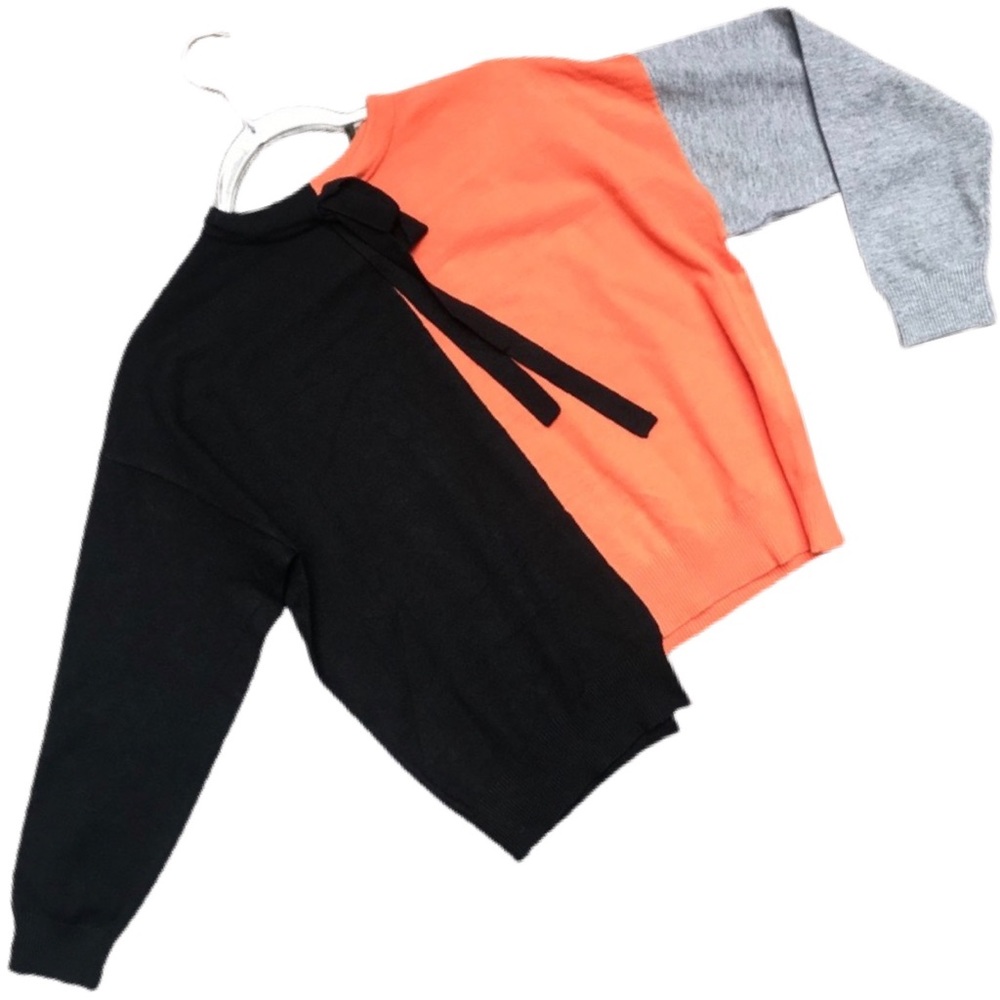 TWIST Black & Orange Long Sleeve Crew Neck Sweater